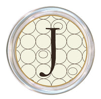 Monogrammed Creme & Brown Circles Coaster