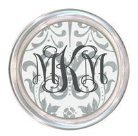 Monogrammed Silver Damask Coaster