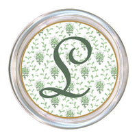 Monogrammed Sage Provencial Print Coaster