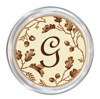 Monogrammed Brown Acorns Coaster