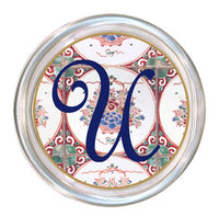 Monogrammed Delft Flower Basket Coaster