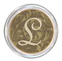Monogrammed Taupe Damask Coaster