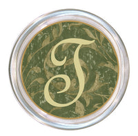 Monogrammed Sage Damask Coaster