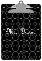 Personalized White Circles on Black Clipboard