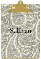 Personalized Paisley on Creme Clipboard