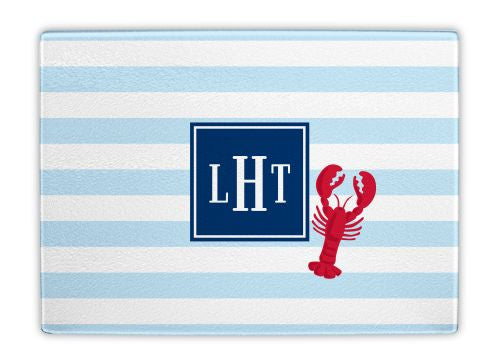Stripe Lobster Glass Cutting Board