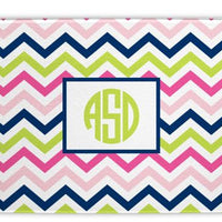 Chevron Pink, Navy, and Lime Glass Cutting Board