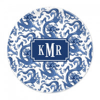 Imperial Blue Monogrammed Melamine Plate