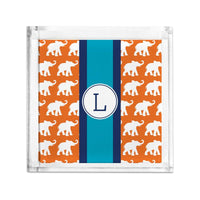 Boatman Geller Elephants Ribbon in Orange Petite Lucite Tray