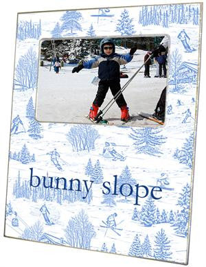 Ski Toile Blue on White Picture Frame