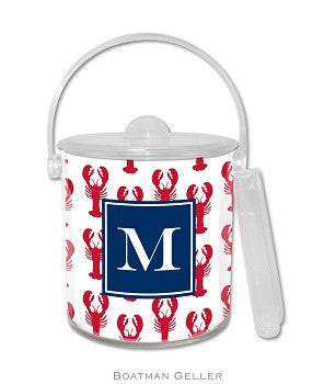 Lobster Red Monogrammed Lucite Ice Bucket