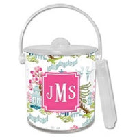 Chinoiserie Spring Monogrammed Lucite Ice Bucket