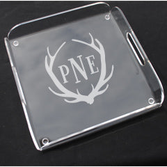 Monogrammed Acrylic Square Butler Tray