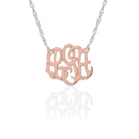 Gold Script Monogram on Sterling Silver Necklace