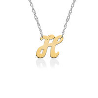 Gold Script Initial on Sterling Silver Necklace