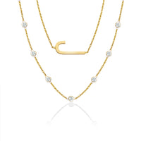 Horizontal Letter and CZ or Links Necklace