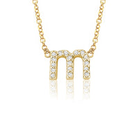 Petite 14K Gold Diamond Lower Case Initial Necklace