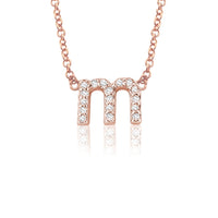 Petite 14K Gold Diamond Lower Case Initial Necklace