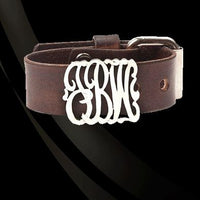 Leather and Lace Monogram Bracelet