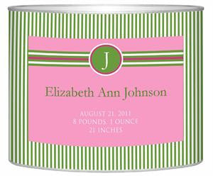 Baby Bin Pink & Green Striped Letter Box