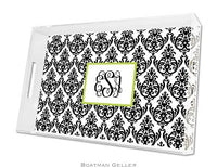 Madison Damask White with Black Lucite Tray
