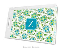 Suzani Teal Lucite Tray