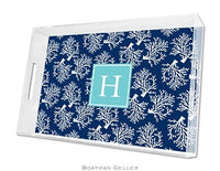 Coral Repeat Navy Lucite Tray