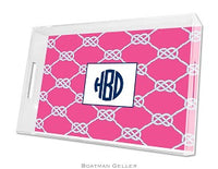 Nautical Knot Raspberry Lucite Tray