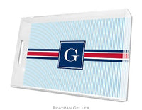 Seersucker Band Red & Navy Lucite Tray