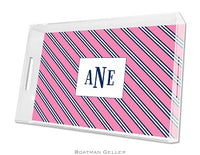Repp Tie Pink & Navy Lucite Tray