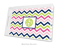 Chevron Pink, Navy, & Lime Lucite Tray