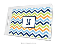 Chevron Blue, Orange, & Lime Lucite Tray