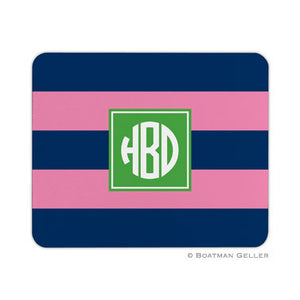 Rugby Navy & Pink Mouse Pad