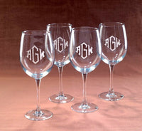 Monogrammed Crystal Wine Glasses
