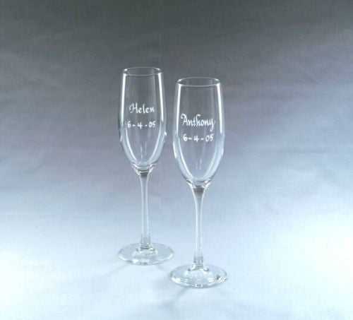 Monogrammed Pair of Classic Crystal Flutes