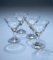Monogrammed Toby Tini glasses Set of 4