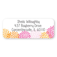 Pink and Yellow Petal Bursts Address Label