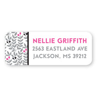 Gray and Pink Vine Address Label