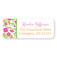 Pink and Orange Floral Side Address Label
