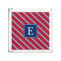 Boatman Geller Repp Tie Red & Navy Petite Lucite Tray