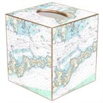 Fishers Island Nautical Chart Map Tissue Box Cover