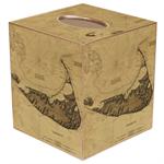 Nantucket Island Antique Map Tissue Box Cover