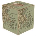 Antique Massachusetts and Nantucket Bay Map Tissue Box Cover