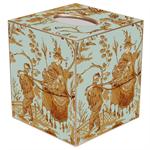 Aqua Asian Toile Tissue Box Cover