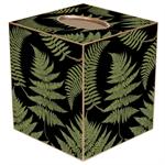 Ferns on Black Tissue Box Cover