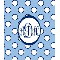 Monogrammed Light Blue & Navy Polka Dot Laundry Bag