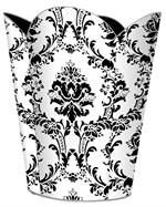 White & Black Damask Wastepaper Basket