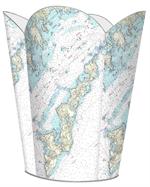 Fishers Island Nautical Chart Waste Basket