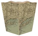 Long Island Antique Map Waste Basket
