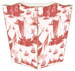 Red Boat Toile Waste Basket